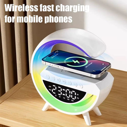 4 in 1 Smart Alarm Clock with Mood Light Speaker and Wireless Charger