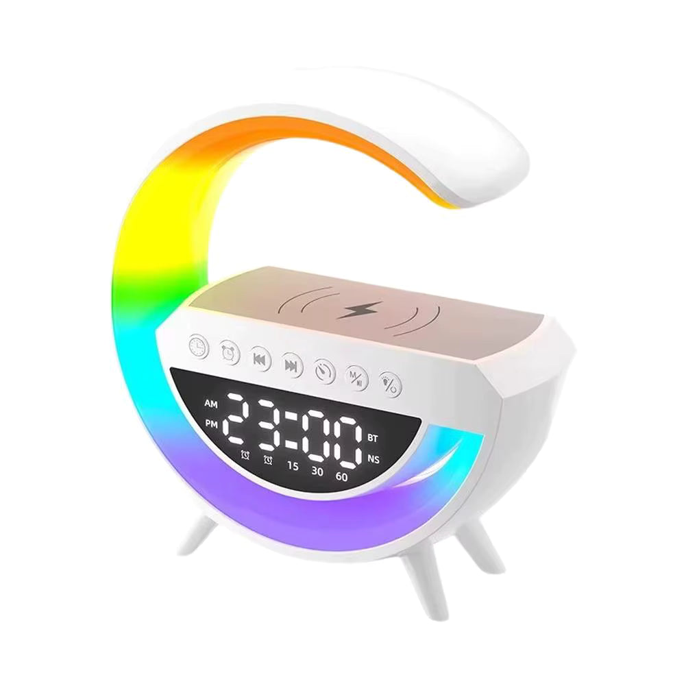 4 in 1 Smart Alarm Clock with Mood Light Speaker and Wireless Charger