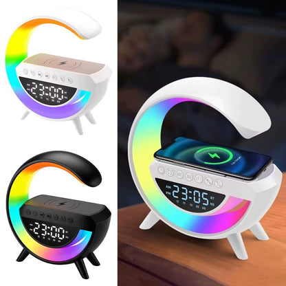 4 in 1 Smart Alarm Clock with Mood Light Speaker and Wireless Charger