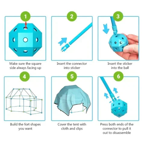 Kids Fort Building Kit Creative Construction Playset Indoor Outdoor Imaginative Toy