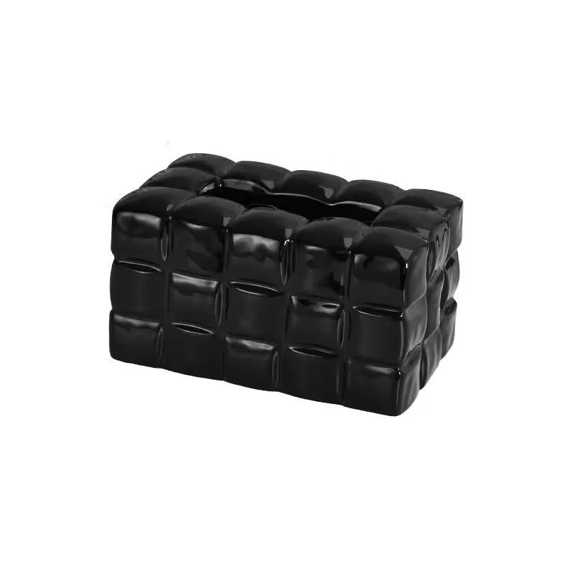 Sculptural Acrylic Tissue Box Cover with Modern Puffer Design