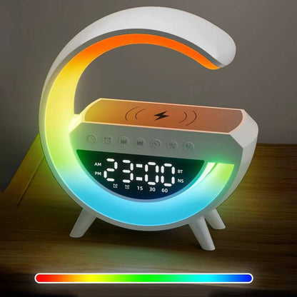 4 in 1 Smart Alarm Clock with Mood Light Speaker and Wireless Charger