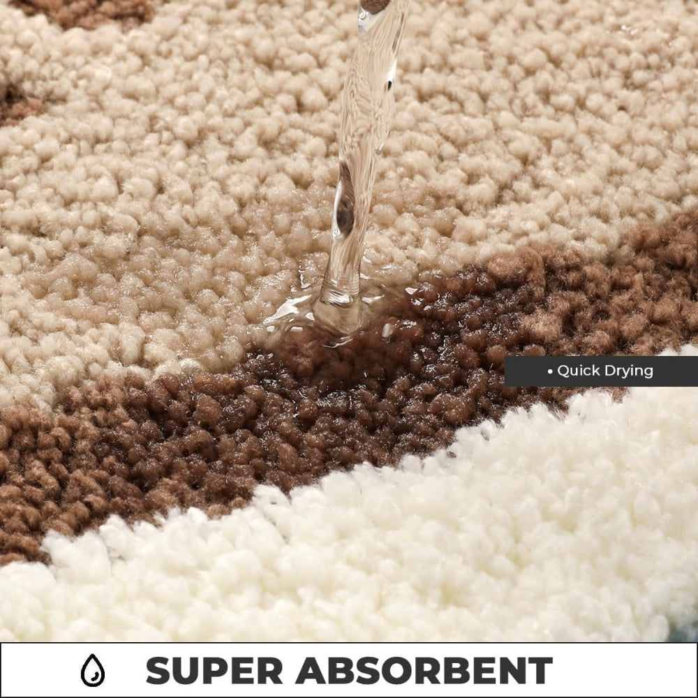 Seaside Footprint Bath Mat with Soft Microfiber and Non Slip Backing