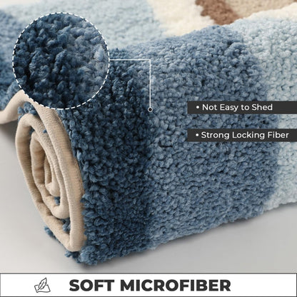 Seaside Footprint Bath Mat with Soft Microfiber and Non Slip Backing
