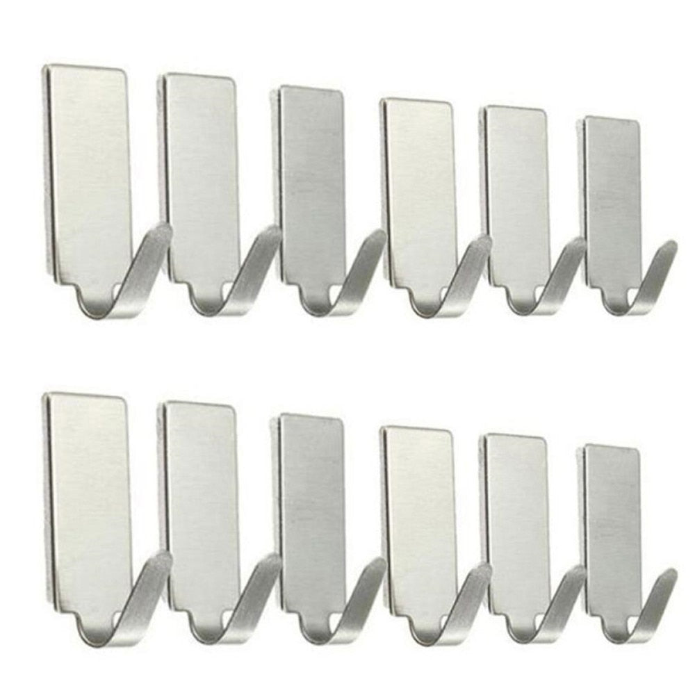 Self-Adhesive Stainless Steel Hooks for Kitchen, Bathroom and Home Organisation