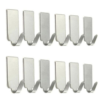 Self-Adhesive Stainless Steel Hooks for Kitchen, Bathroom and Home Organisation