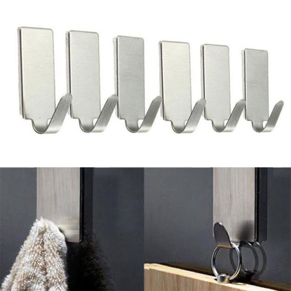 Self-Adhesive Stainless Steel Hooks for Kitchen, Bathroom and Home Organisation