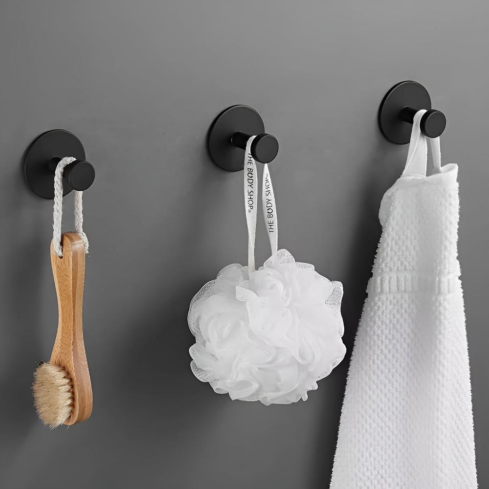 Self-Adhesive Stainless Steel Shower Hooks with Vacuum-Lock Mounting