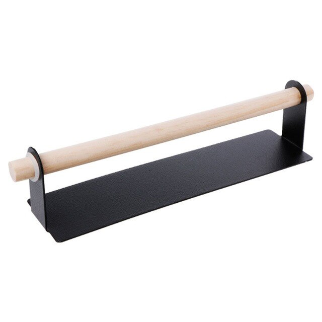 Self-Adhesive Towel Holder with Wooden Bar for Kitchen and Bathroom
