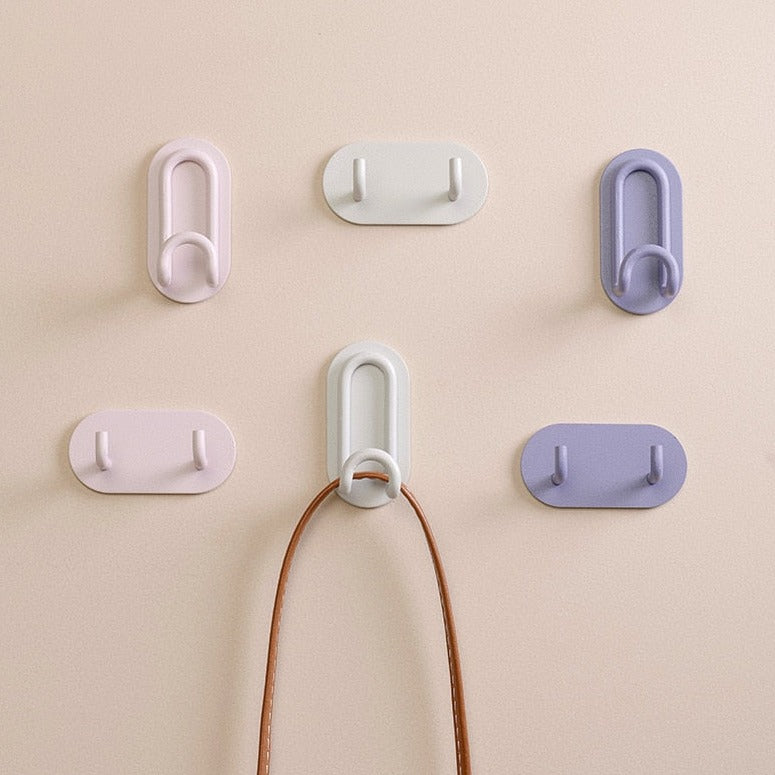 Self-Adhesive Wrought Iron Wall Hooks with Single or Double Hook Design