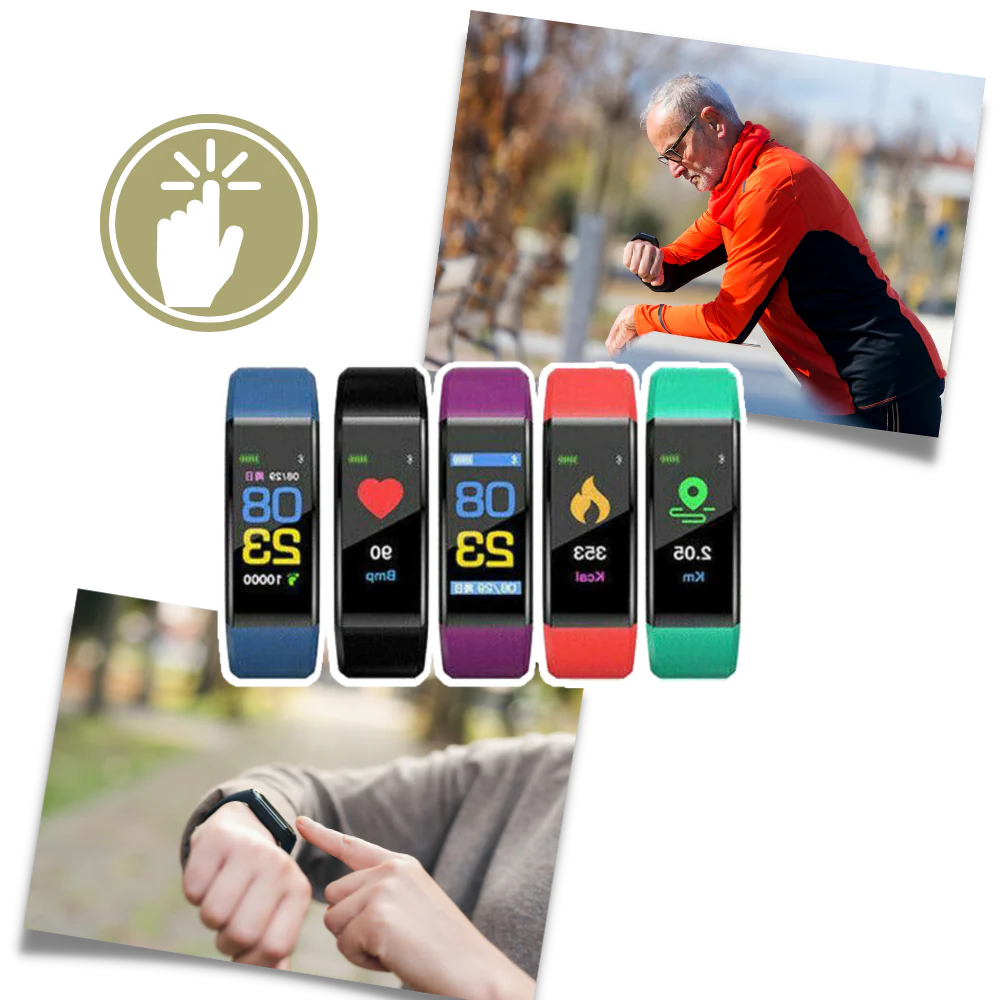 Senior Smartwatch with Heart Rate and Blood Pressure Tracking