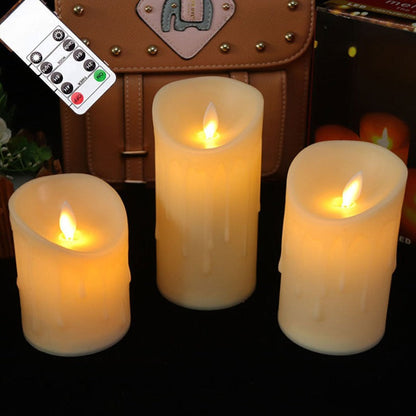 Set of 3 LED Candles with Moving Flame and Remote Control