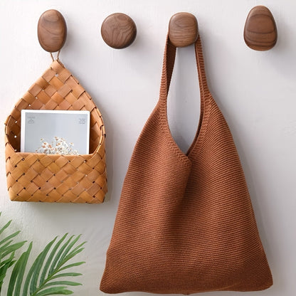 Set of 4 Organic Wooden Wall Hooks with Smooth Matte Finish