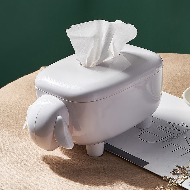 Sheep-Shaped Tissue Box Cover with Playful Decorative Design