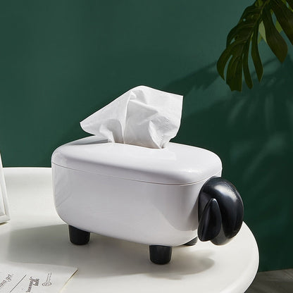 Sheep-Shaped Tissue Box Cover with Playful Decorative Design
