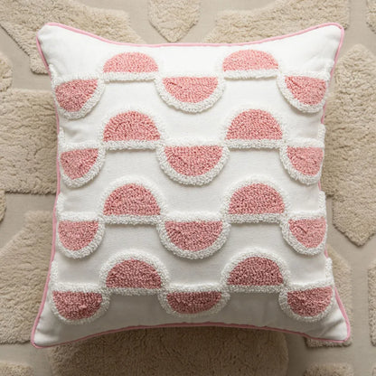 Sienna – Geometric Tufted Cushion Cover with Embroidered Details and Textured Finish