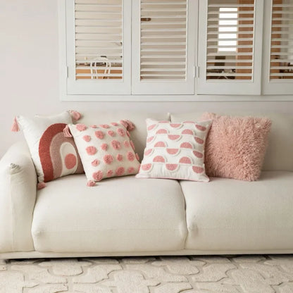 Sienna – Geometric Tufted Cushion Cover with Embroidered Details and Textured Finish