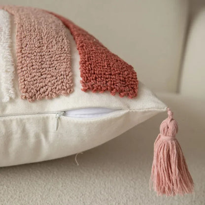Sienna – Geometric Tufted Cushion Cover with Embroidered Details and Textured Finish