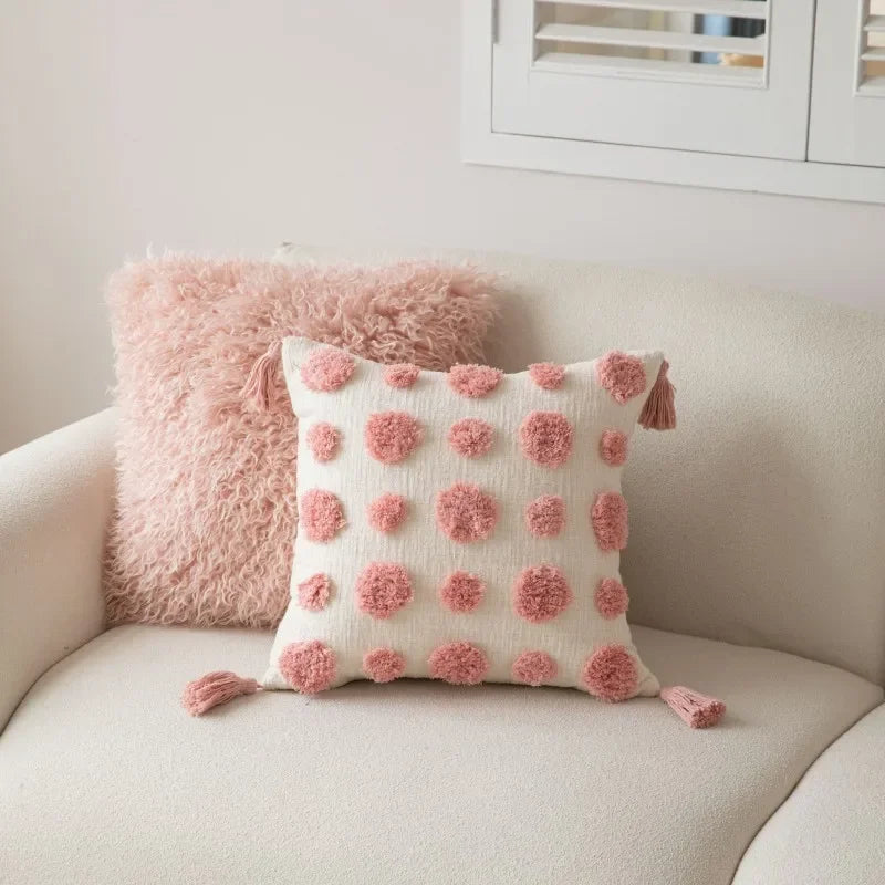 Sienna – Geometric Tufted Cushion Cover with Embroidered Details and Textured Finish