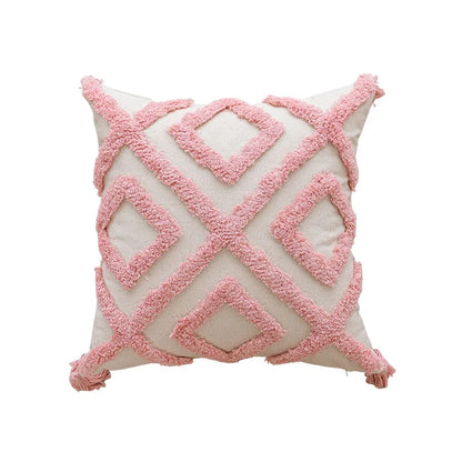 Sienna – Geometric Tufted Cushion Cover with Embroidered Details and Textured Finish