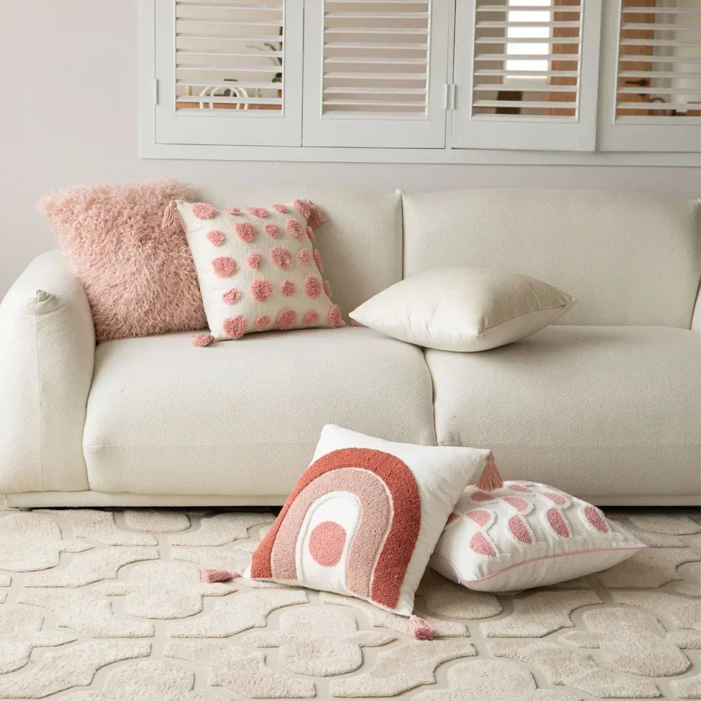 Sienna – Geometric Tufted Cushion Cover with Embroidered Details and Textured Finish