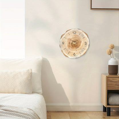 Silent Wooden Wall Clock with Realistic Natural Texture