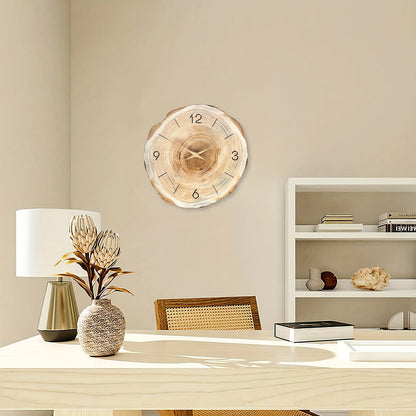 Silent Wooden Wall Clock with Realistic Natural Texture