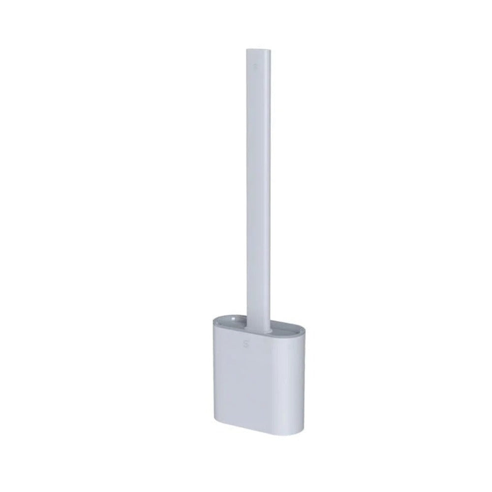 Silicone Toilet Brush with Flexible Head and Adhesive Wall Holder