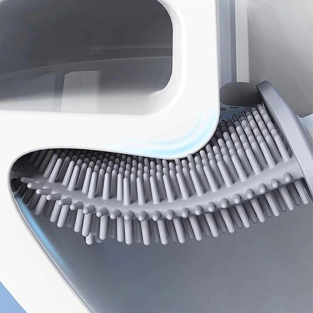Silicone Toilet Brush with Flexible Head and Adhesive Wall Holder