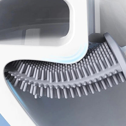 Silicone Toilet Brush with Flexible Head and Adhesive Wall Holder
