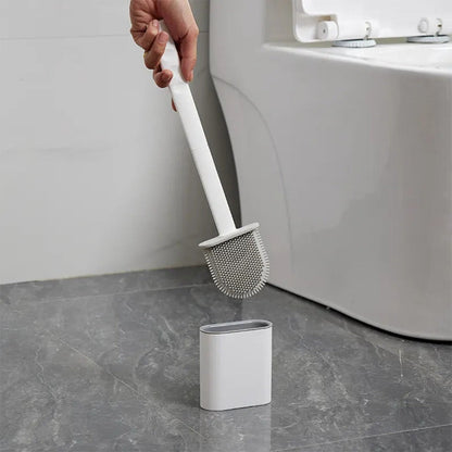 Silicone Toilet Brush with Flexible Head and Adhesive Wall Holder