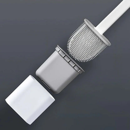 Silicone Toilet Brush with Flexible Head and Adhesive Wall Holder