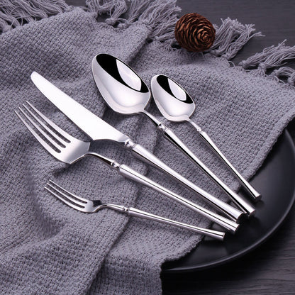 Silver 18/10 Stainless Steel Cutlery Set with High-Gloss Finish, 30/60 Pieces