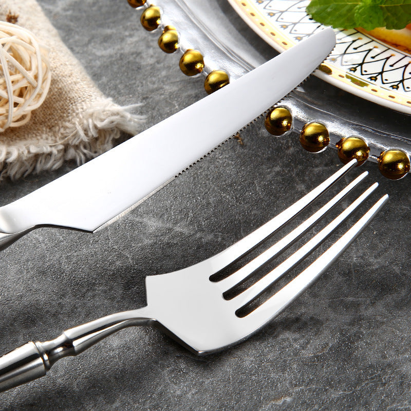 Silver 18/10 Stainless Steel Cutlery Set with High-Gloss Finish, 30/60 Pieces