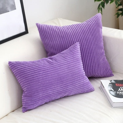 Soft Corduroy Cushion Cover with Ribbed Texture and Concealed Zip