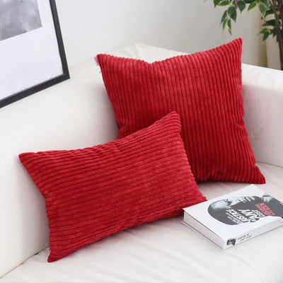 Soft Corduroy Cushion Cover with Ribbed Texture and Concealed Zip
