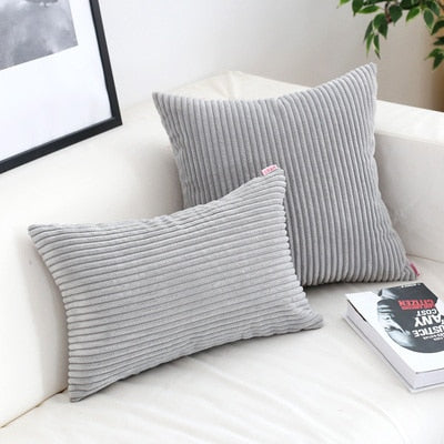 Soft Corduroy Cushion Cover with Ribbed Texture and Concealed Zip