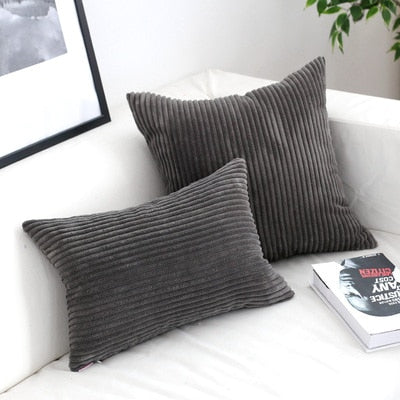 Soft Corduroy Cushion Cover with Ribbed Texture and Concealed Zip