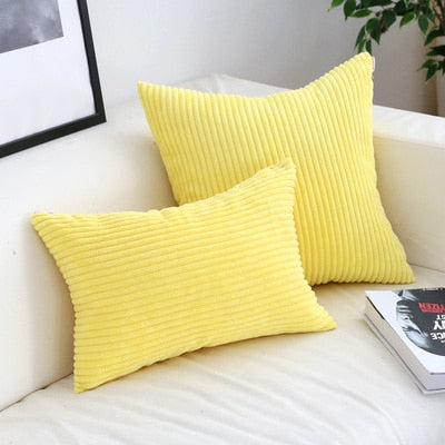 Soft Corduroy Cushion Cover with Ribbed Texture and Concealed Zip