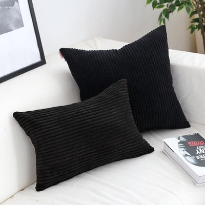 Soft Corduroy Cushion Cover with Ribbed Texture and Concealed Zip