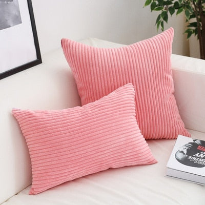 Soft Corduroy Cushion Cover with Ribbed Texture and Concealed Zip