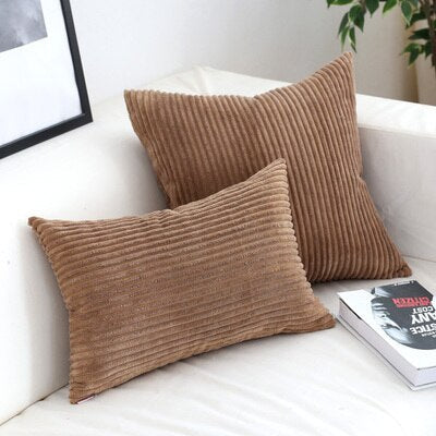 Soft Corduroy Cushion Cover with Ribbed Texture and Concealed Zip