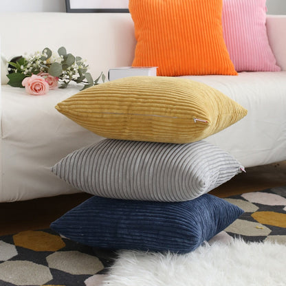Soft Corduroy Cushion Cover with Ribbed Texture and Concealed Zip