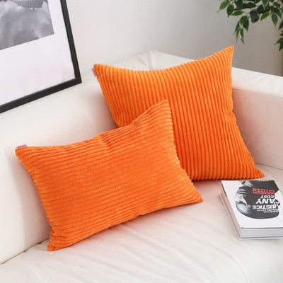 Soft Corduroy Cushion Cover with Ribbed Texture and Concealed Zip