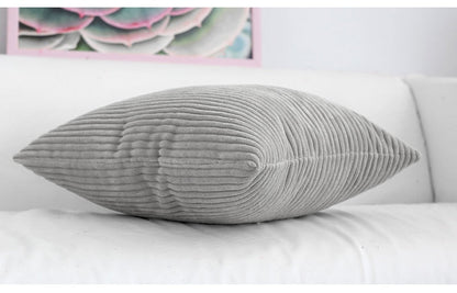 Soft Corduroy Cushion Cover with Ribbed Texture and Concealed Zip