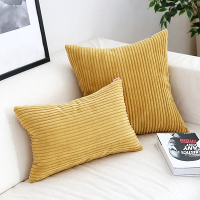 Soft Corduroy Cushion Cover with Ribbed Texture and Concealed Zip