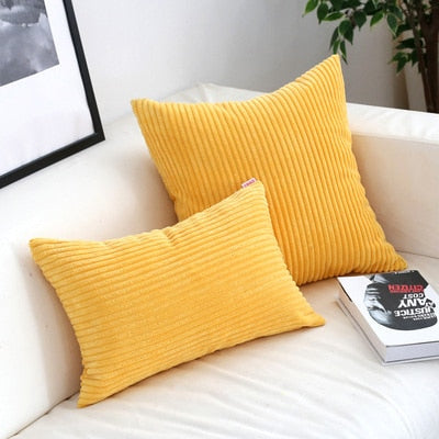 Soft Corduroy Cushion Cover with Ribbed Texture and Concealed Zip