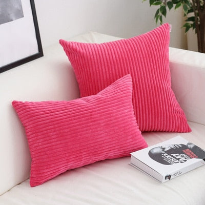 Soft Corduroy Cushion Cover with Ribbed Texture and Concealed Zip