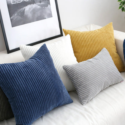 Soft Corduroy Cushion Cover with Ribbed Texture and Concealed Zip