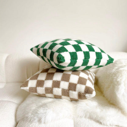 Soft Cotton Blend Checkered Cushion Cover for Warm and Stylish Home Decor